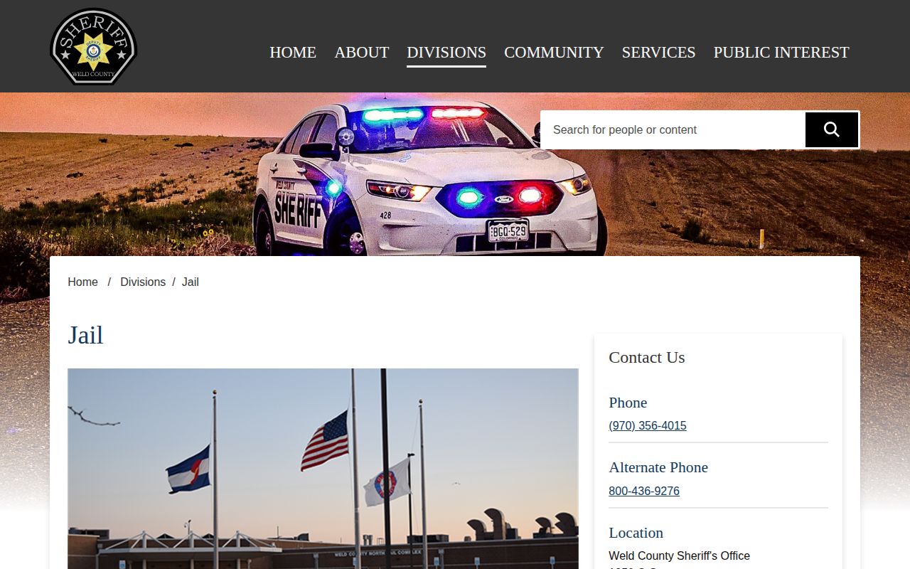 Weld County North Jail Complex booking and custody information