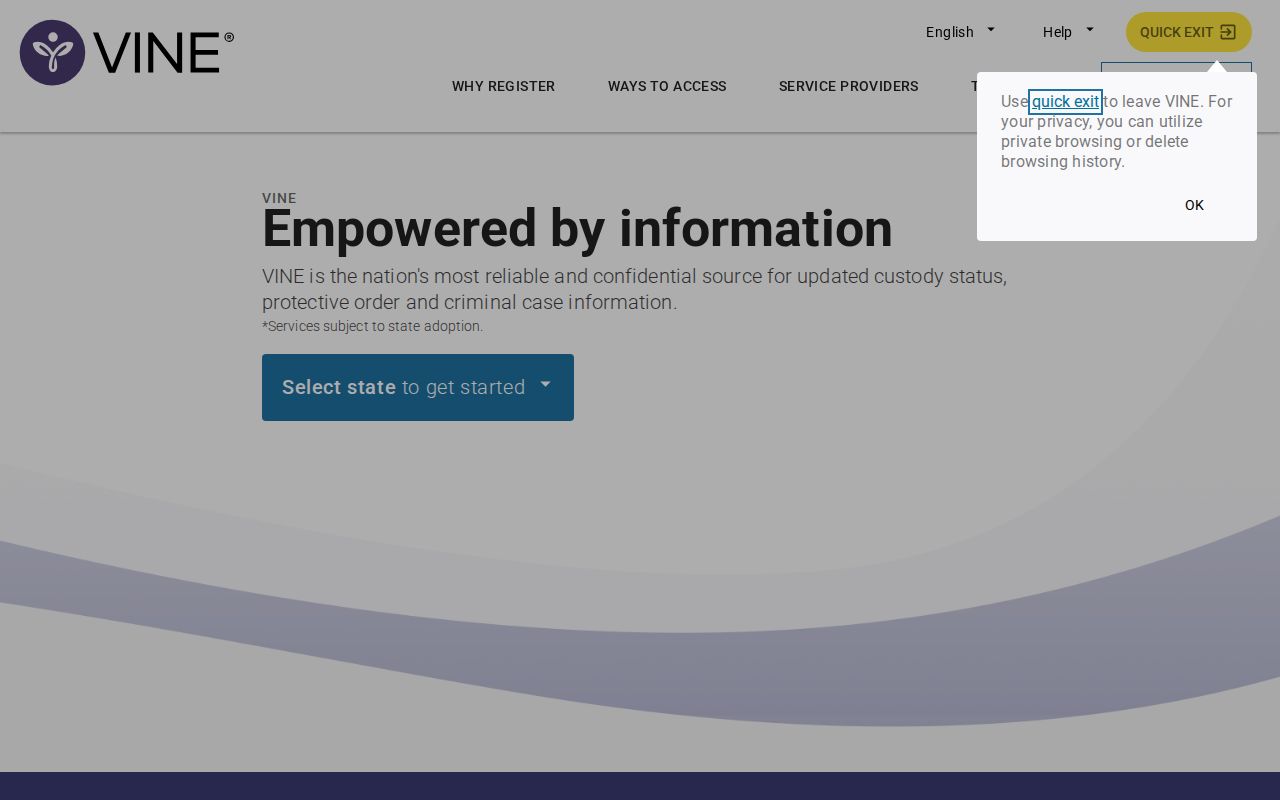 Weld County custody and release notification record search through VINE